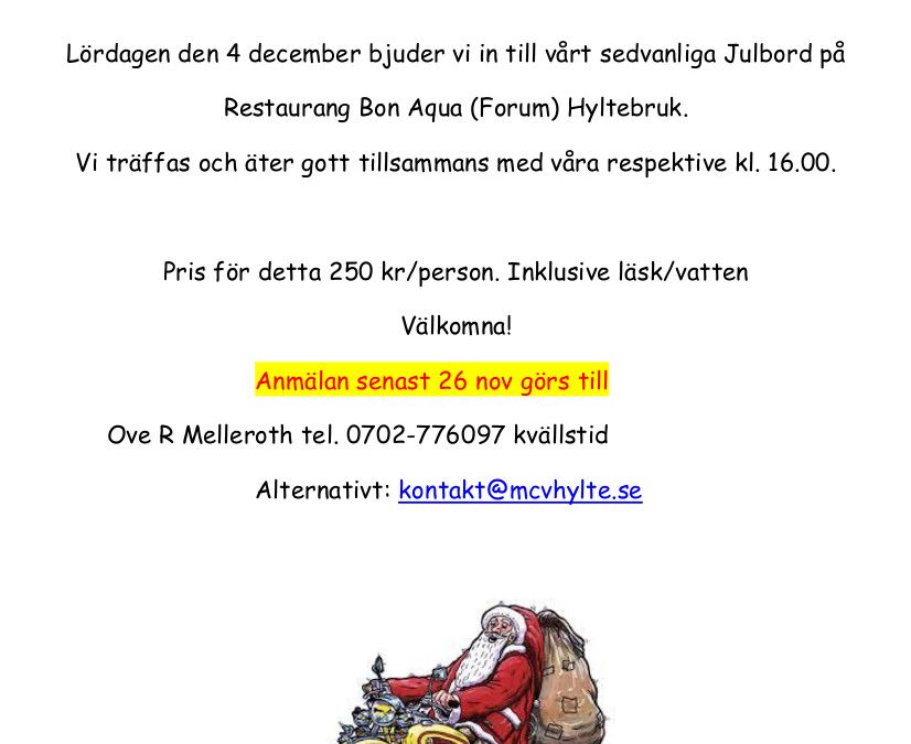 Intresseanmälan julbord 2021-12-04