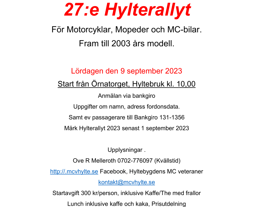 27:e Hylterallyt den 9 september